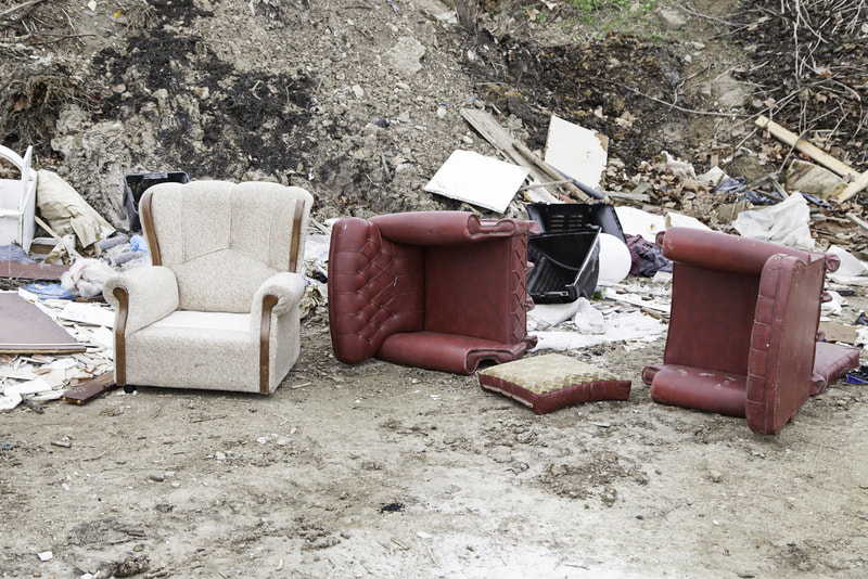 broken furnitures in the ground