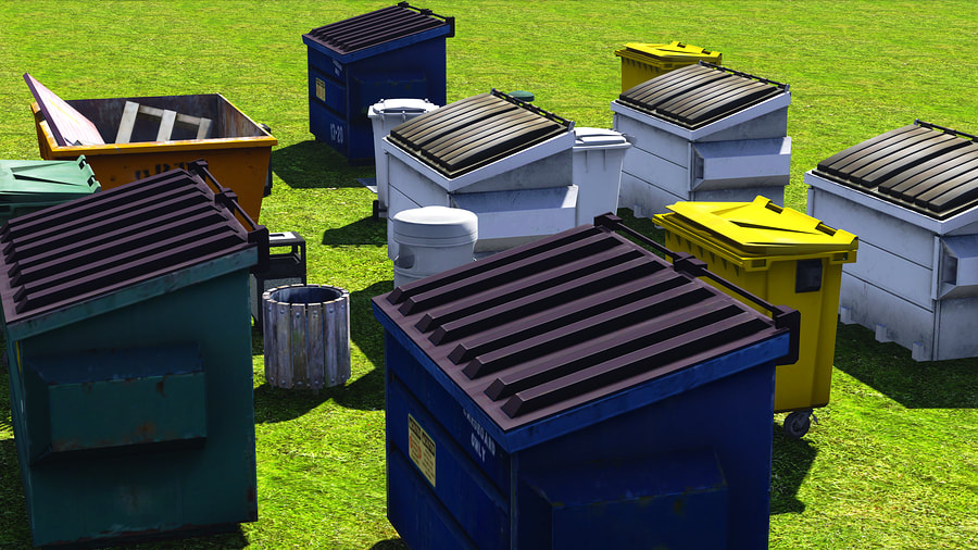 different color and size garbage dumpster
